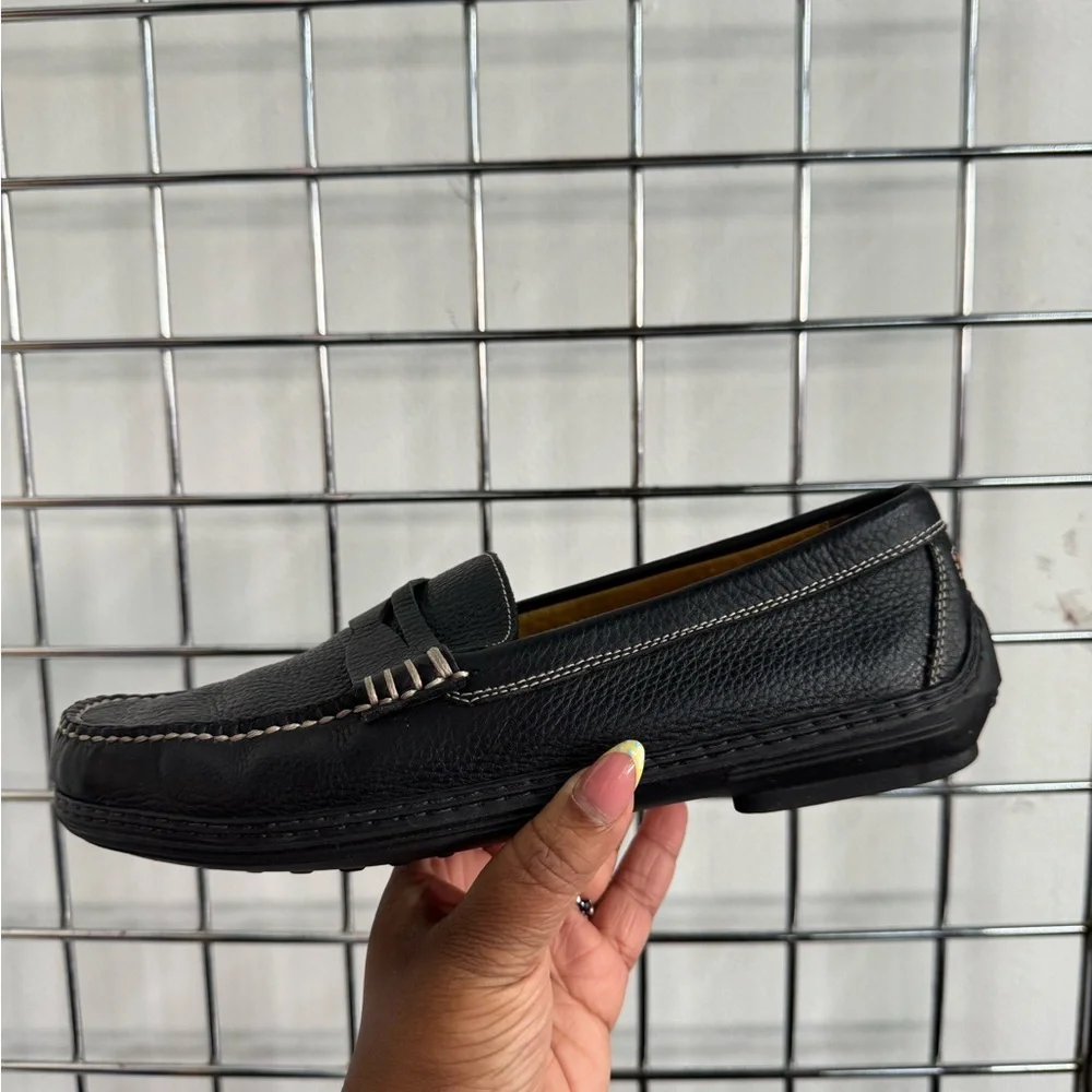 Peter Millar Black Leather Penny Driving Loafers Mens Size 10M Classic Luxe